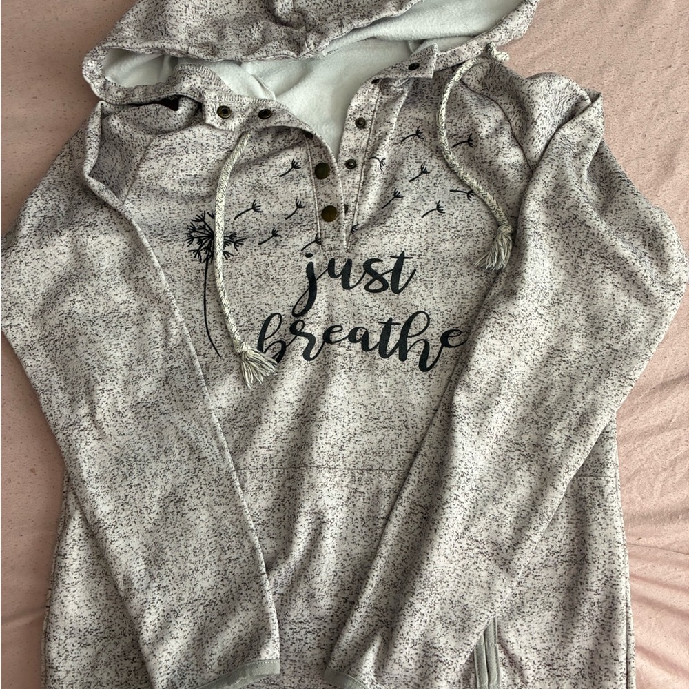 Women's Beige 'Just Breathe' Hoodie